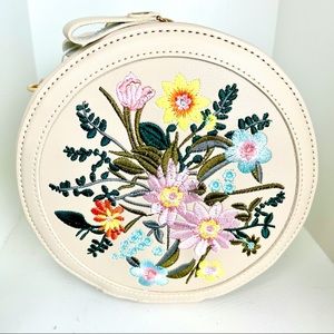 Round crossbody colorful embroidered boho bag